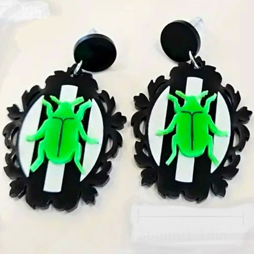 Acrylic Beetle Earrings